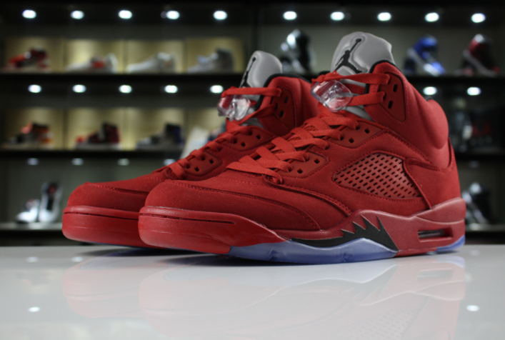 Air Jordan 5 Red Suede University Red Black Shoes